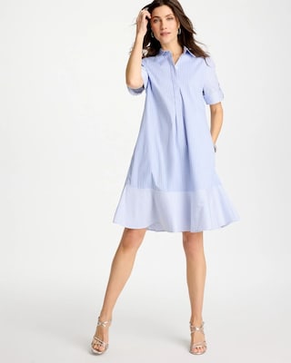 Popover Striped Tiered Poplin Dress click to view larger image.