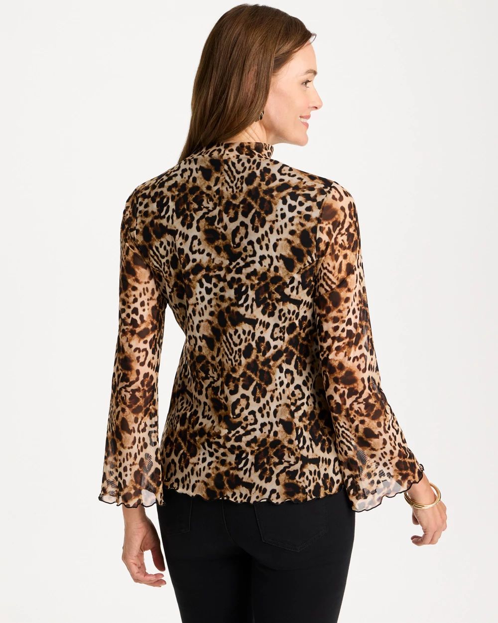 Cheetah Print Lace Mockneck Top click to view larger image.