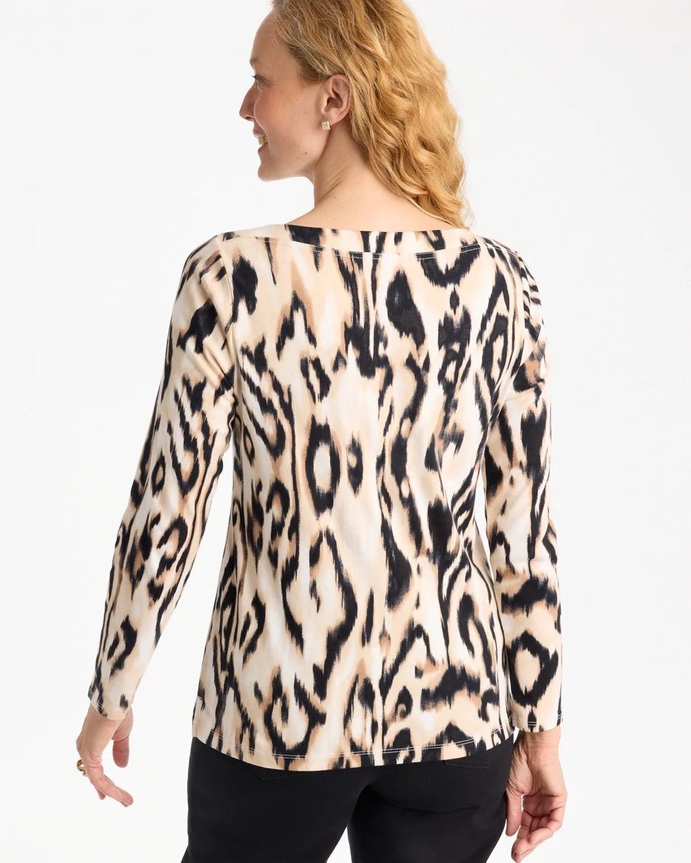 Animal Print Stretch Cotton Boatneck Tunic click to view larger image.