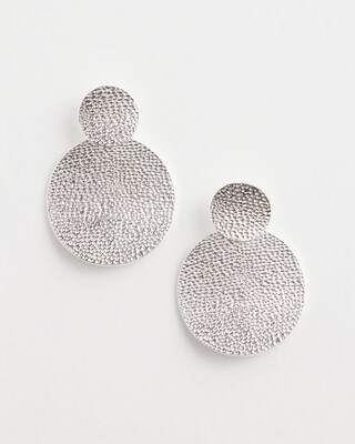 No Droop™ Silver Tone Textured Circle Drop Earrings