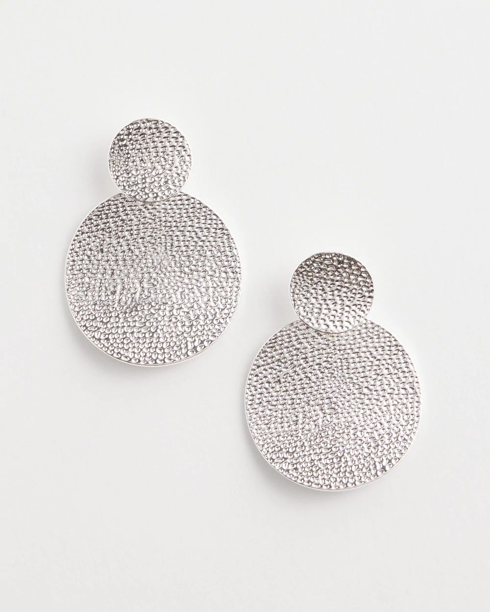 No Droop™ Silver Tone Textured Circle Drop Earrings