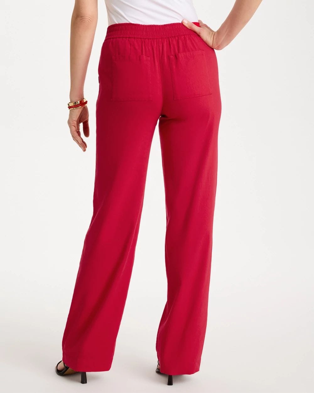Pull-On Wide-Leg Linen Pants click to view larger image.