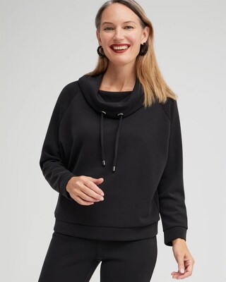 Zenergy® Sueded Scuba Cowl Neck Pullover