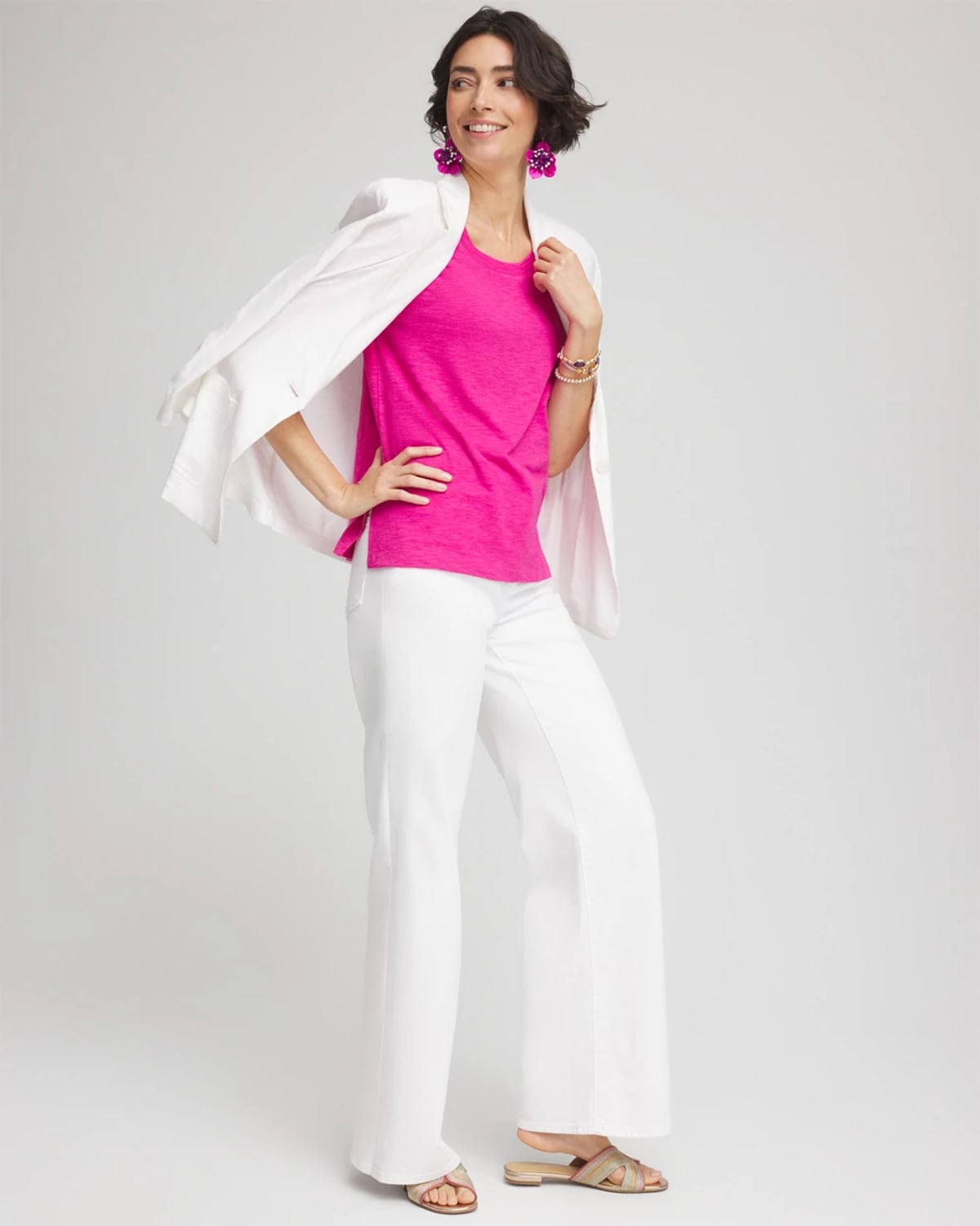 Chico's Elbow-sleeve Tee In Pink