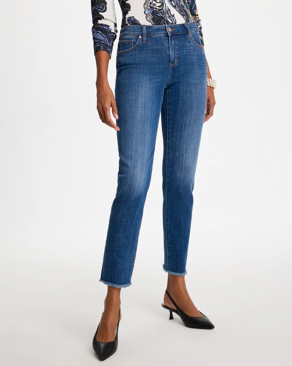 Girlfriend Slim Frayed Ankle Jeans