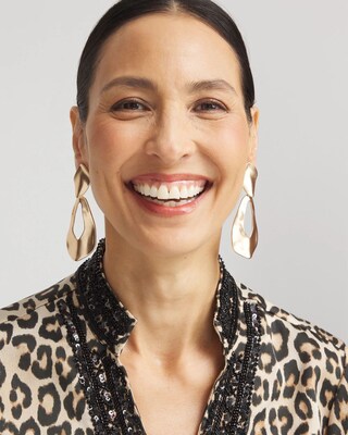 No Droop™ Hammered Gold Tone Teardrop Clip Earrings