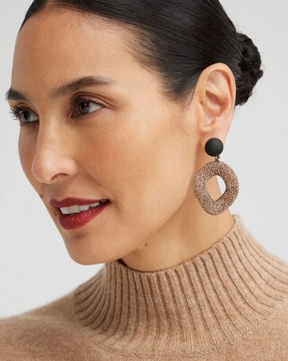 Gold Tone Pavé Drop Hoop Earrings