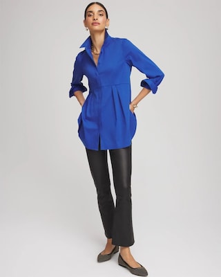 No Iron™ Peplum Pleated Shirt click to view larger image.