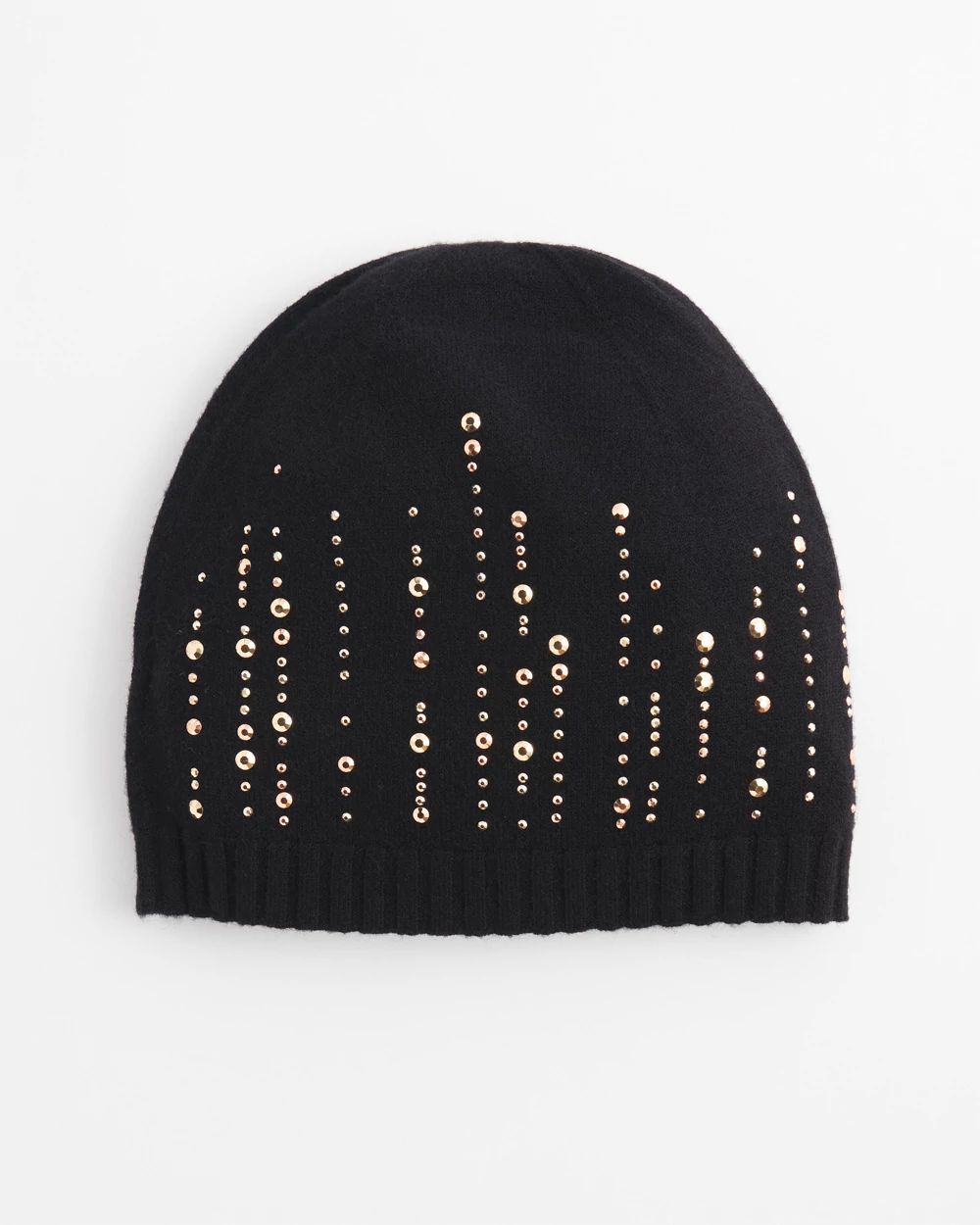 Black Embellished Knit Hat