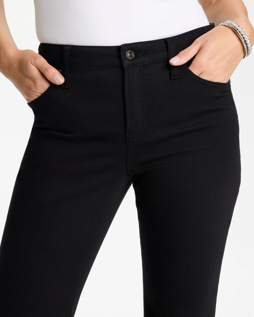 Petite Girlfriend Flared Leg Jeans click to view larger image.