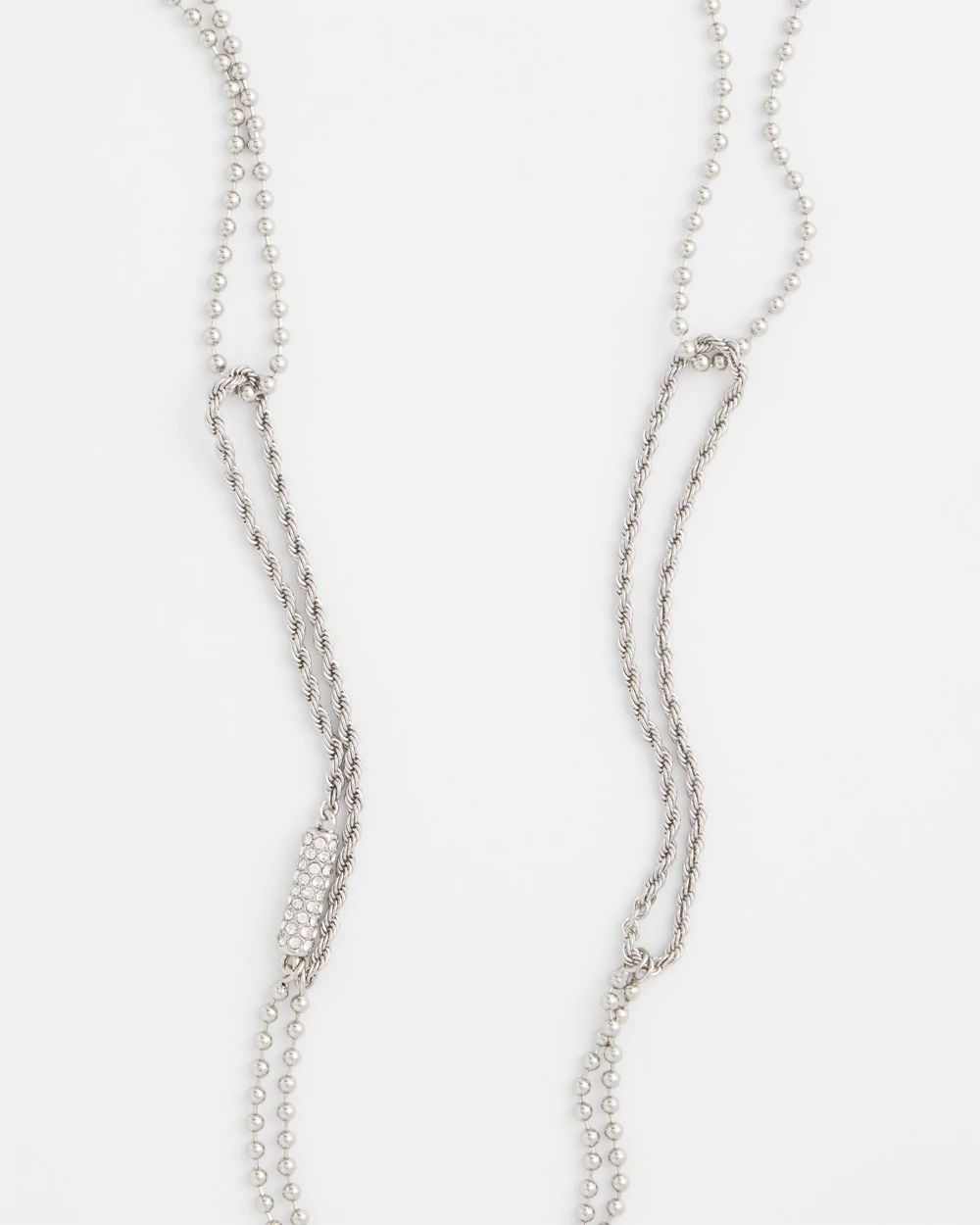 Long Silver Ball Chain Single Strand