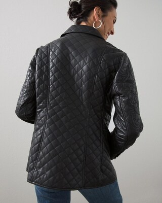 Faux-Leather Quilted Jacket
