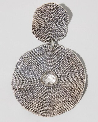 Silver-Tone Textured Drop Earrings