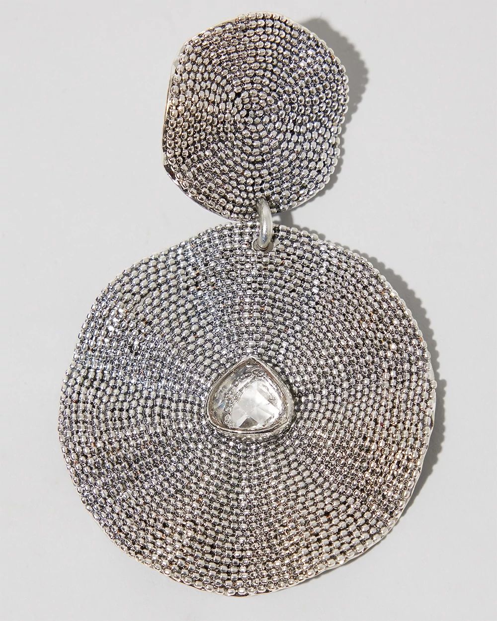 Silver-Tone Textured Drop Earrings
