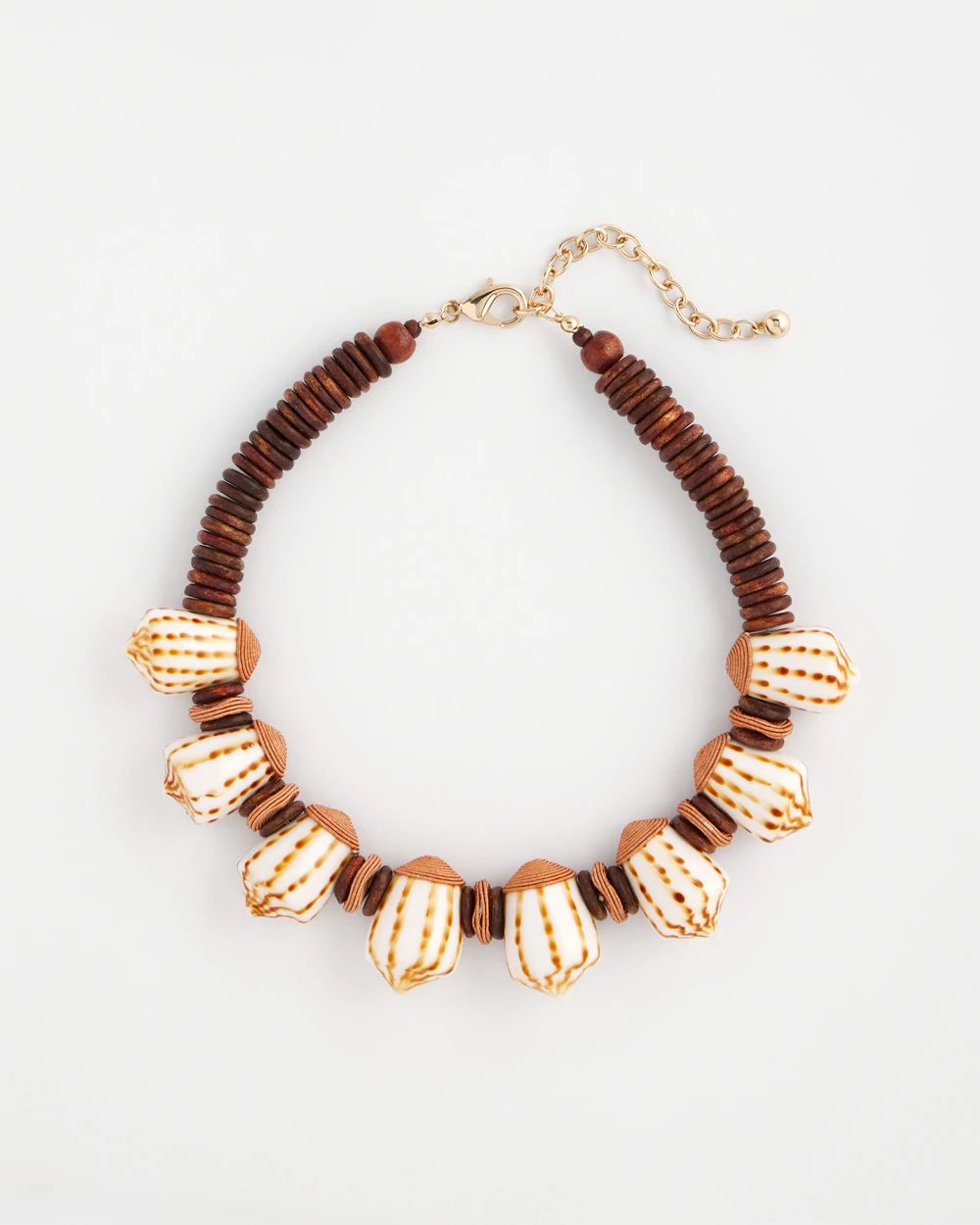 Sundial Shell & Wood Bib Necklace
