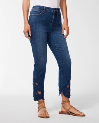 Girlfriend Floral Cutwork Ankle Jeans
