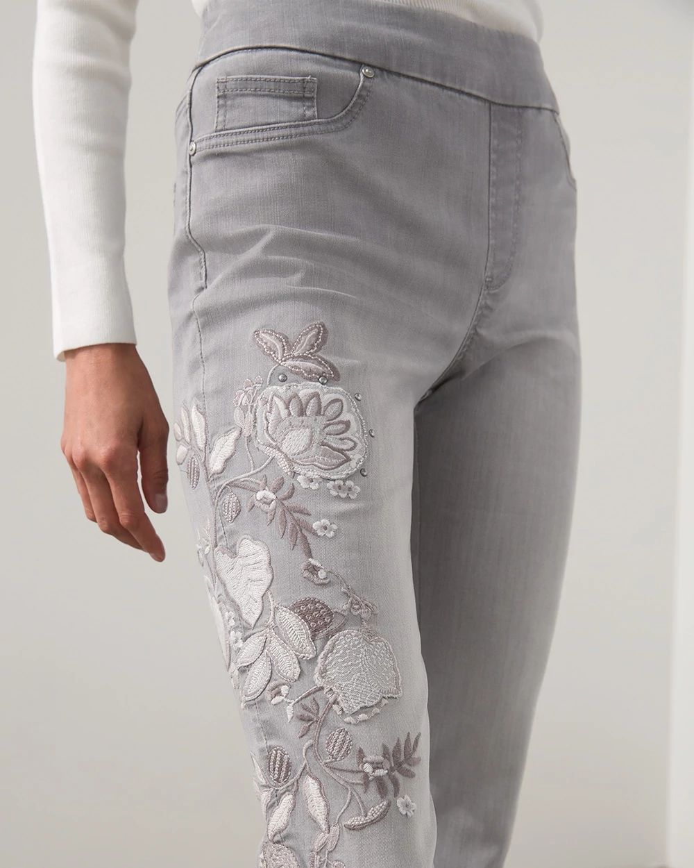 Pull-on Embellished Ankle Jeggings