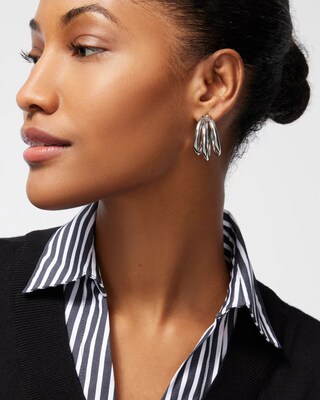 Silver Tone Triple Hoops