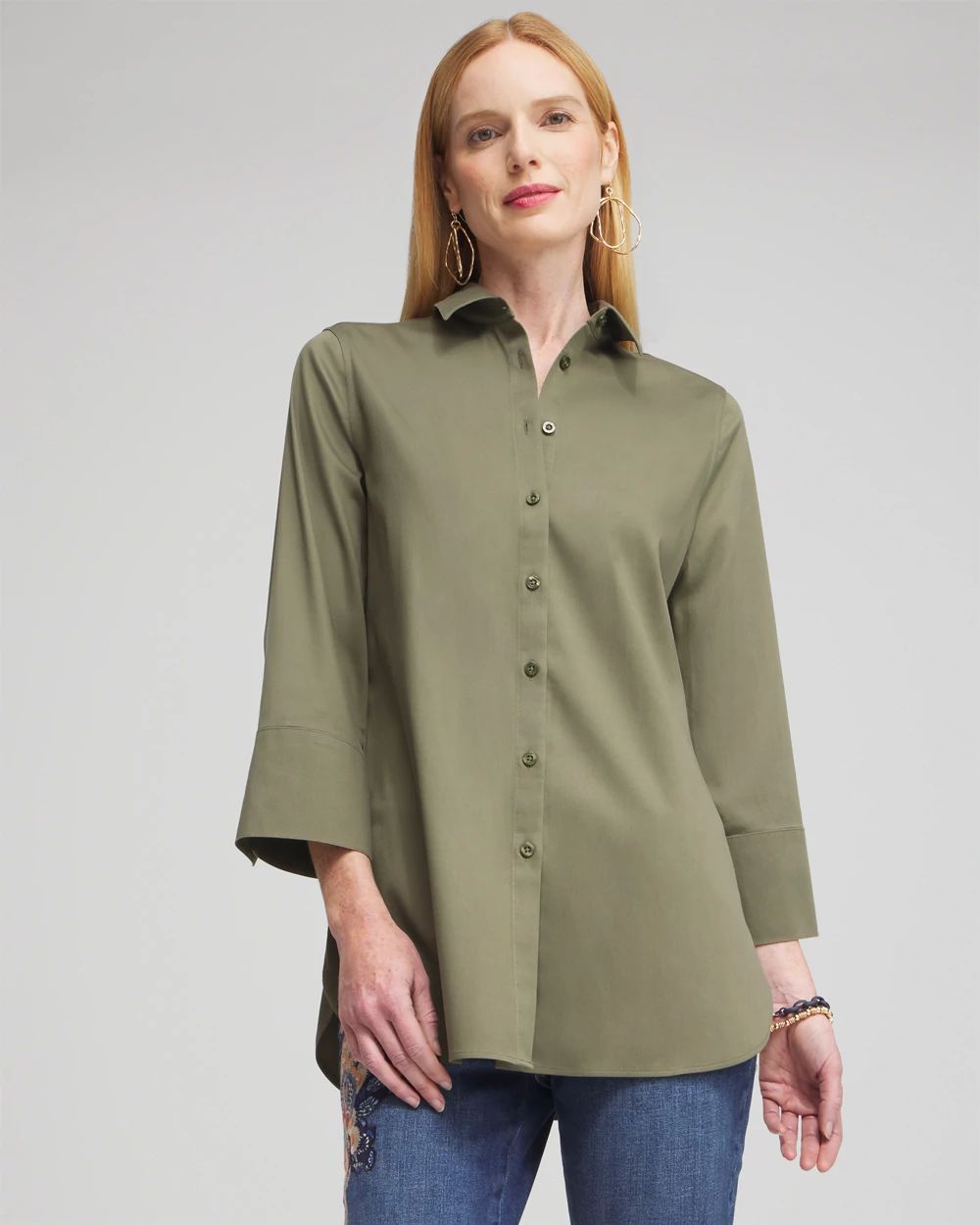 No Iron™ Stretch 3/4 Sleeve Tunic