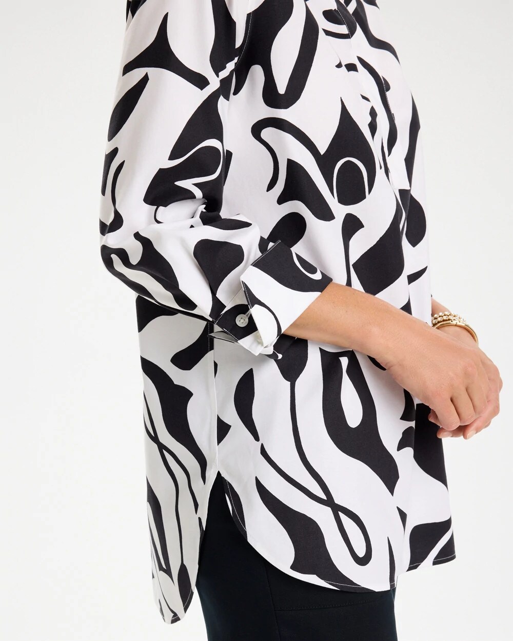 No Iron™ Stretch Two-Tone Print Tunic