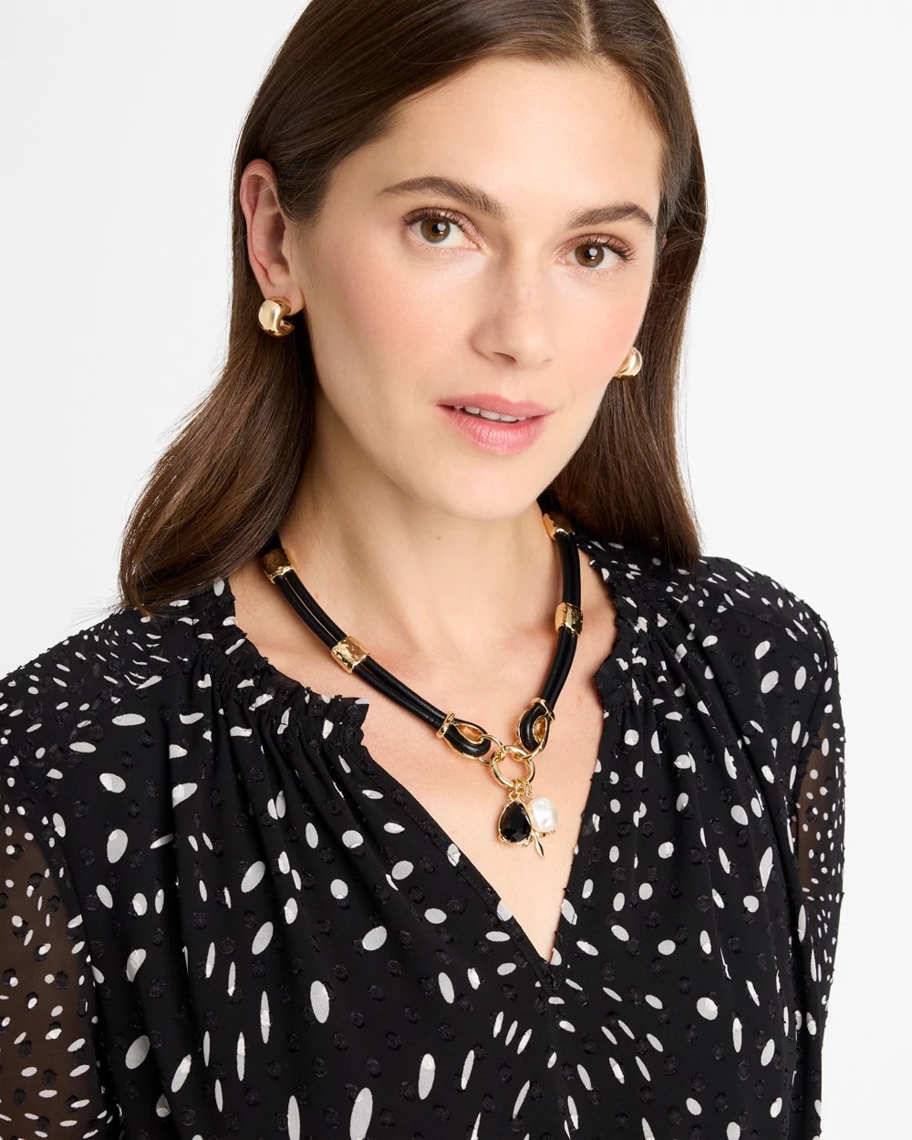 Faux Leather Charm Necklace