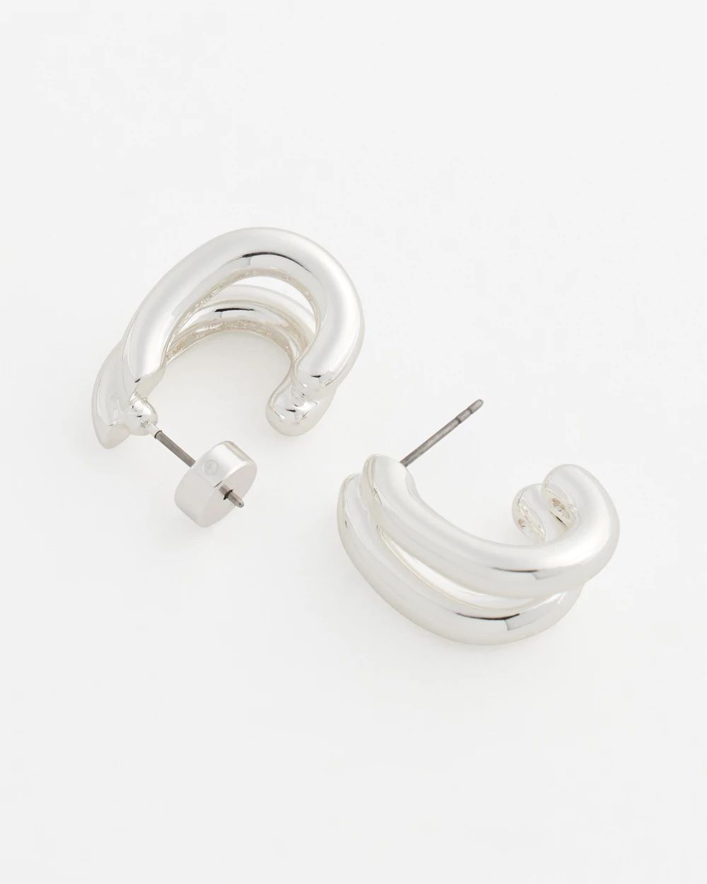 No Droop® Silvertone Double Hoop Earrings