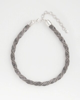 Silver Tone Twisted Coil Necklace