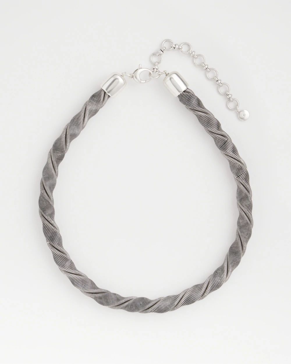 Silver Tone Twisted Coil Necklace