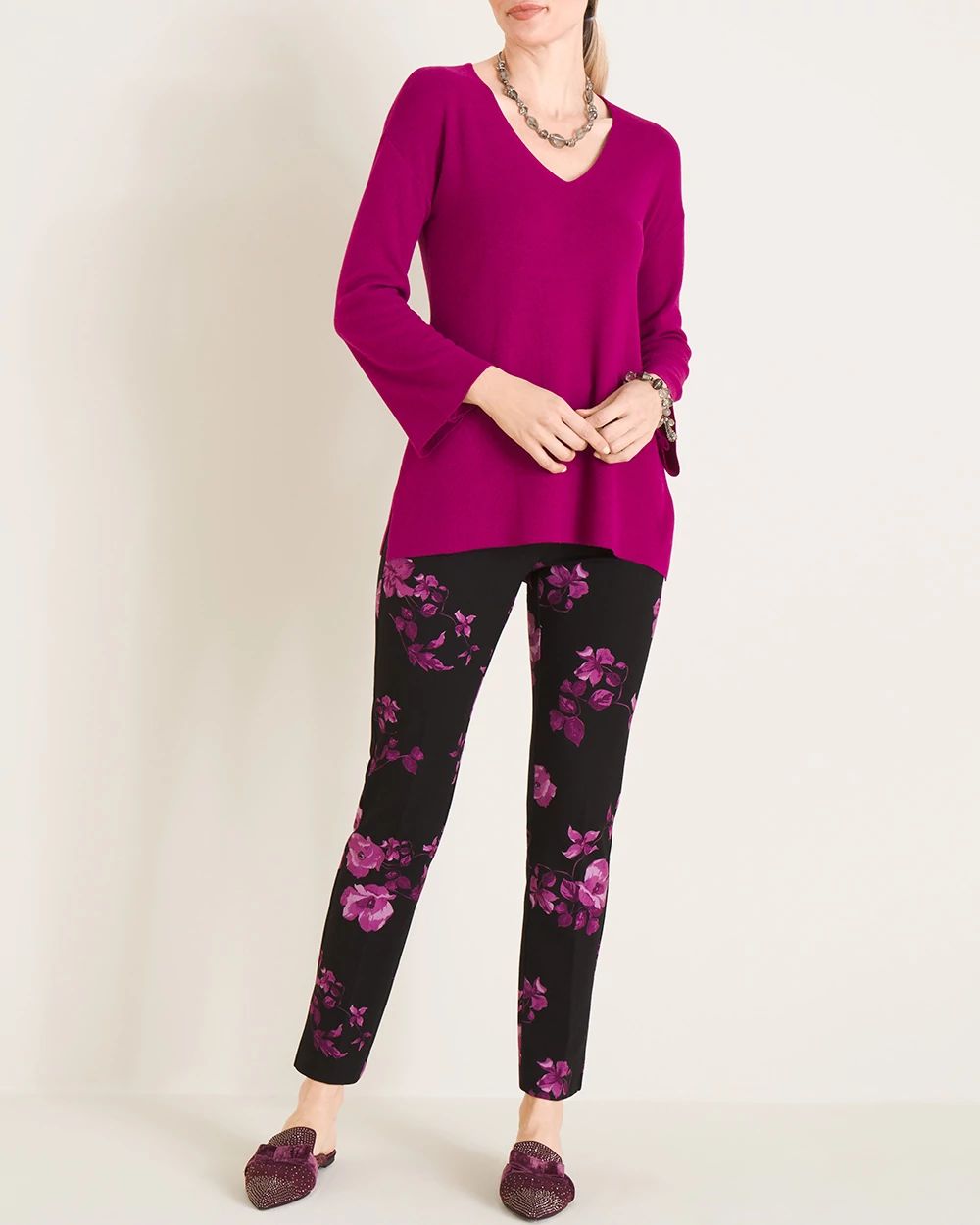 Flutter-Sleeve Tunic Sweater