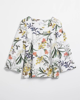 Floral Square Neck Bell Sleeve Top