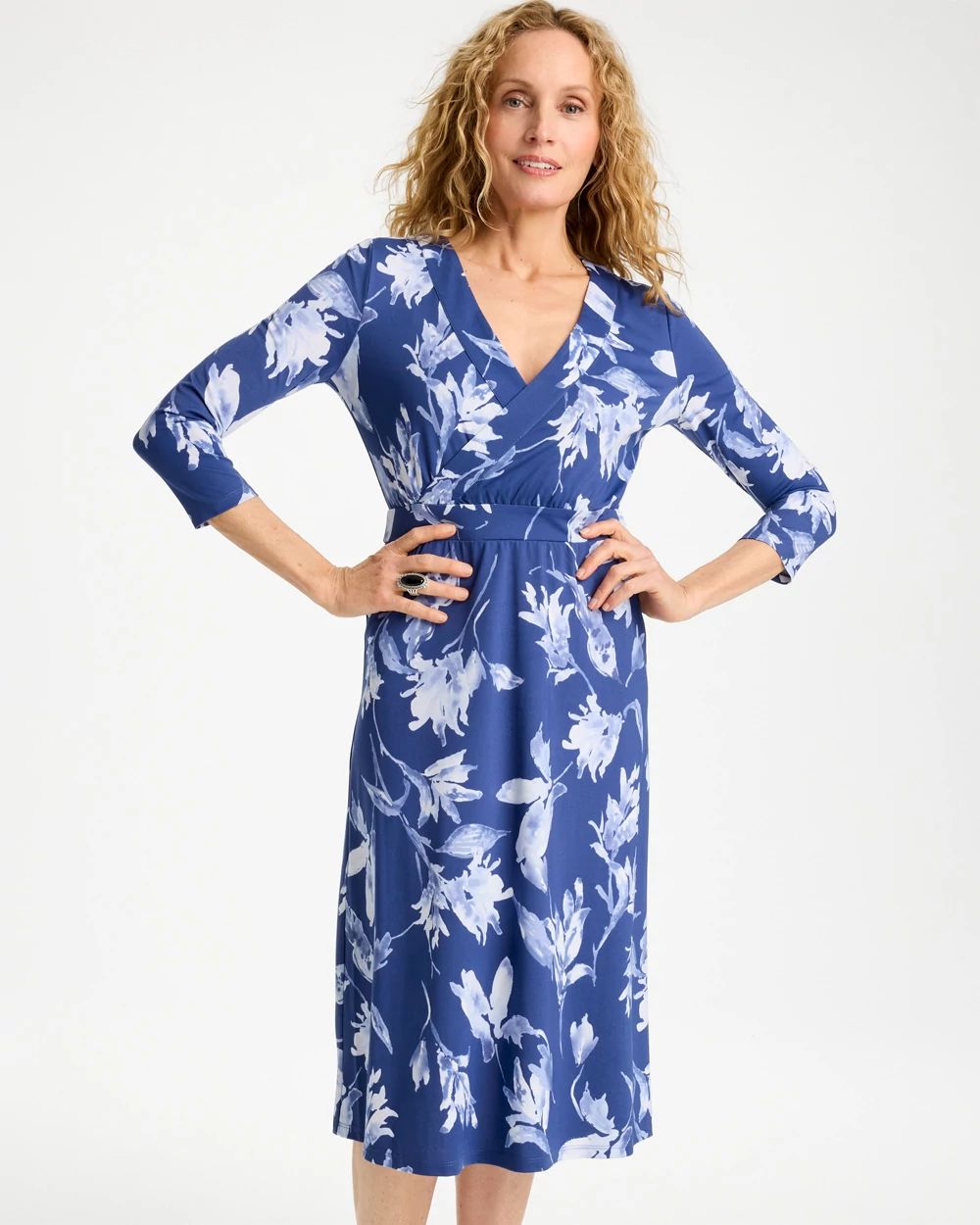 Ponte Cotton Surplice Maxi Dress