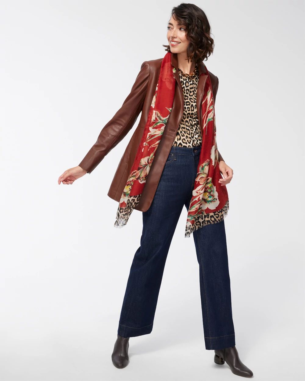 Floral Print Oblong Scarf