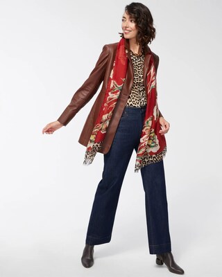 Floral Print Oblong Scarf