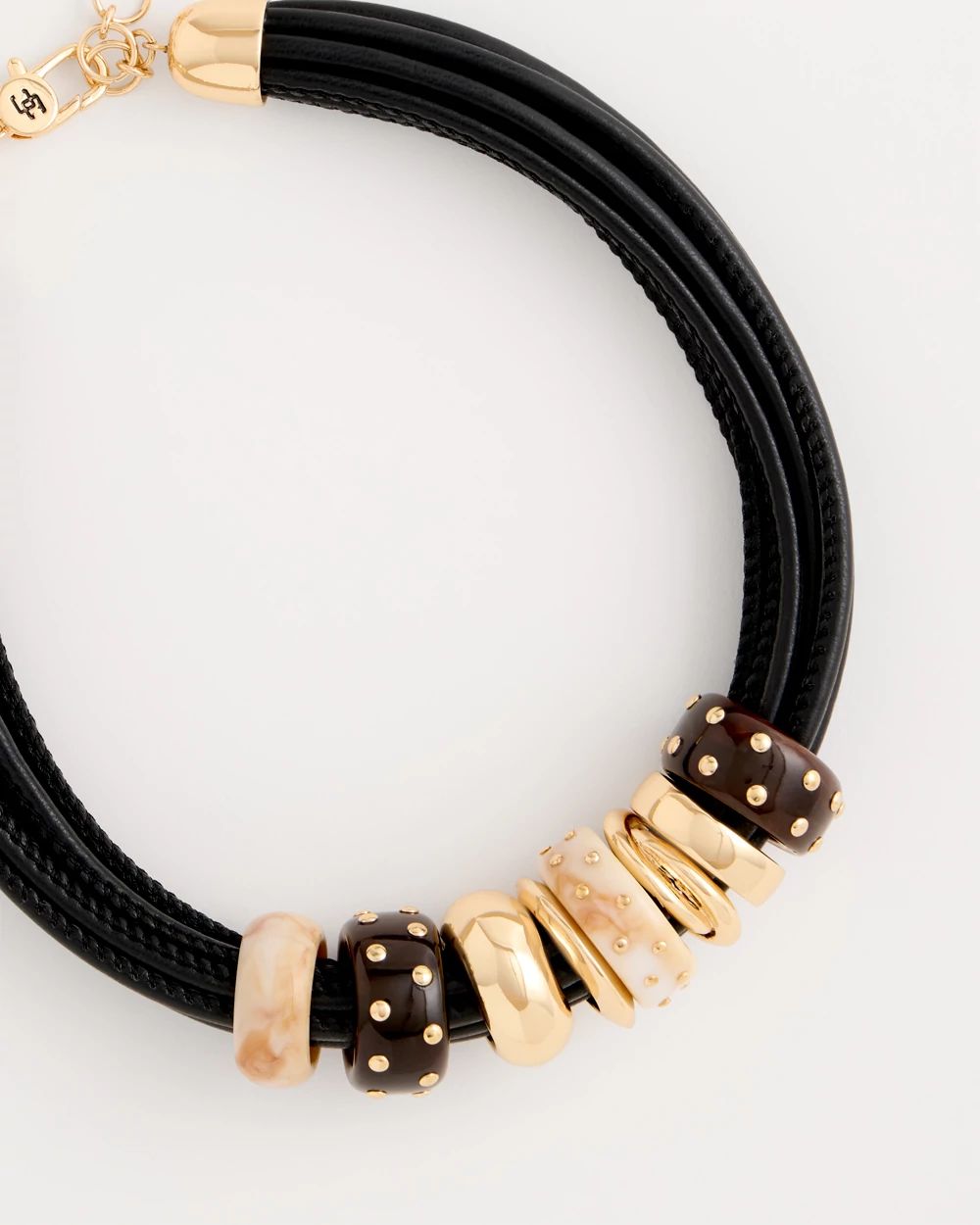 Embellished Rings Corded Necklace click to view larger image.
