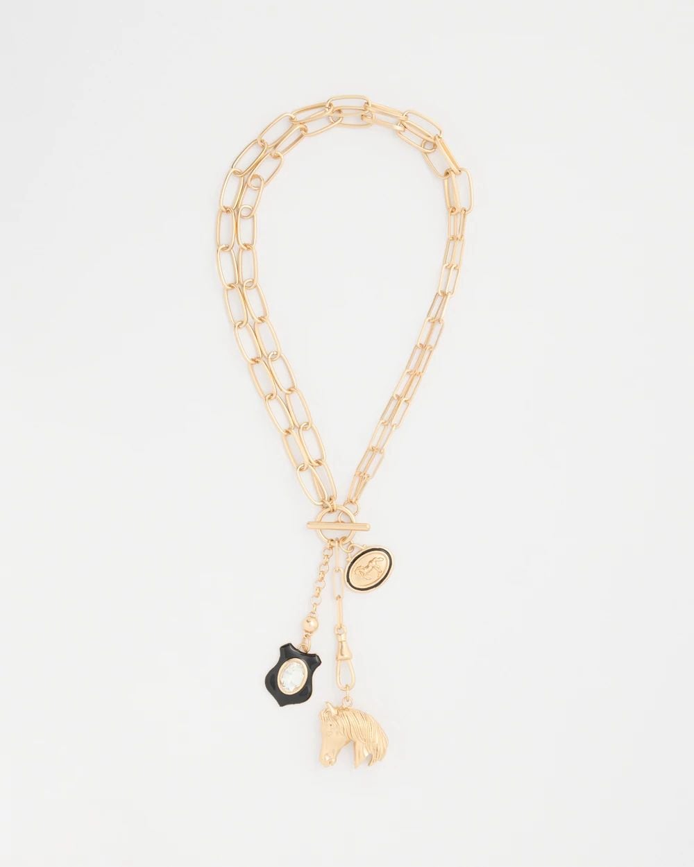 Adjustable Equestrian Charm Toggle Necklace click to view larger image.