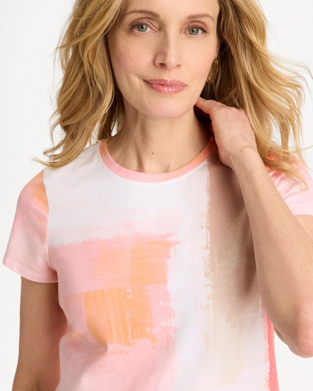 Cotton Stretch Watercolor Cap Sleeve Tee click to view larger image.