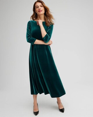 Velvet V-Back Midi Dress