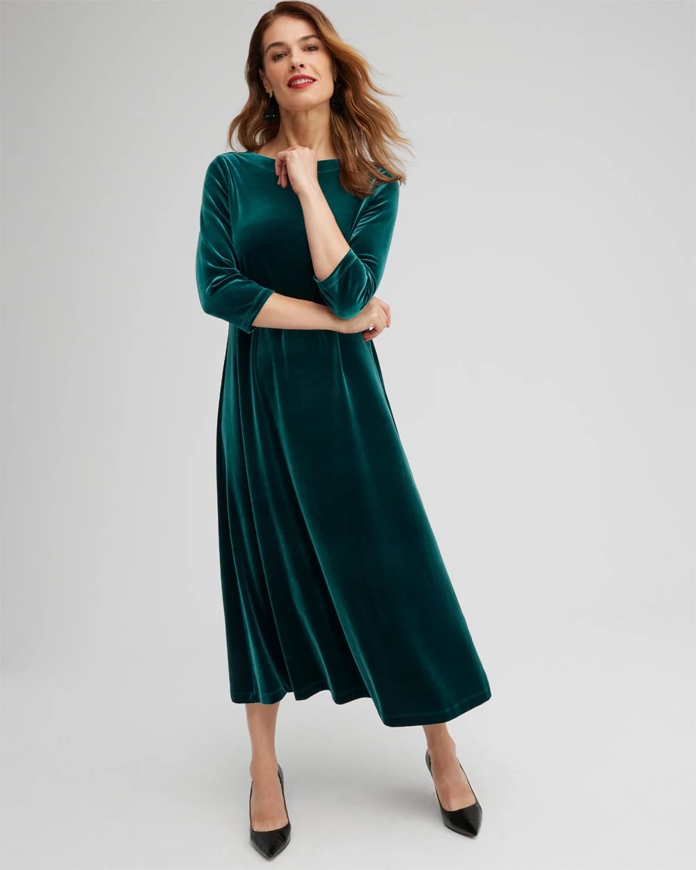 Velvet V-Back Midi Dress