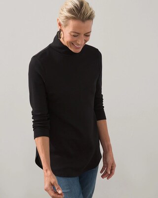 Pima Mock Neck Zip Back Tunic