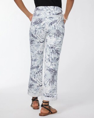 Linen Blend Palms Rolled Hem Crops