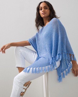 Blue Tape Yarn Poncho