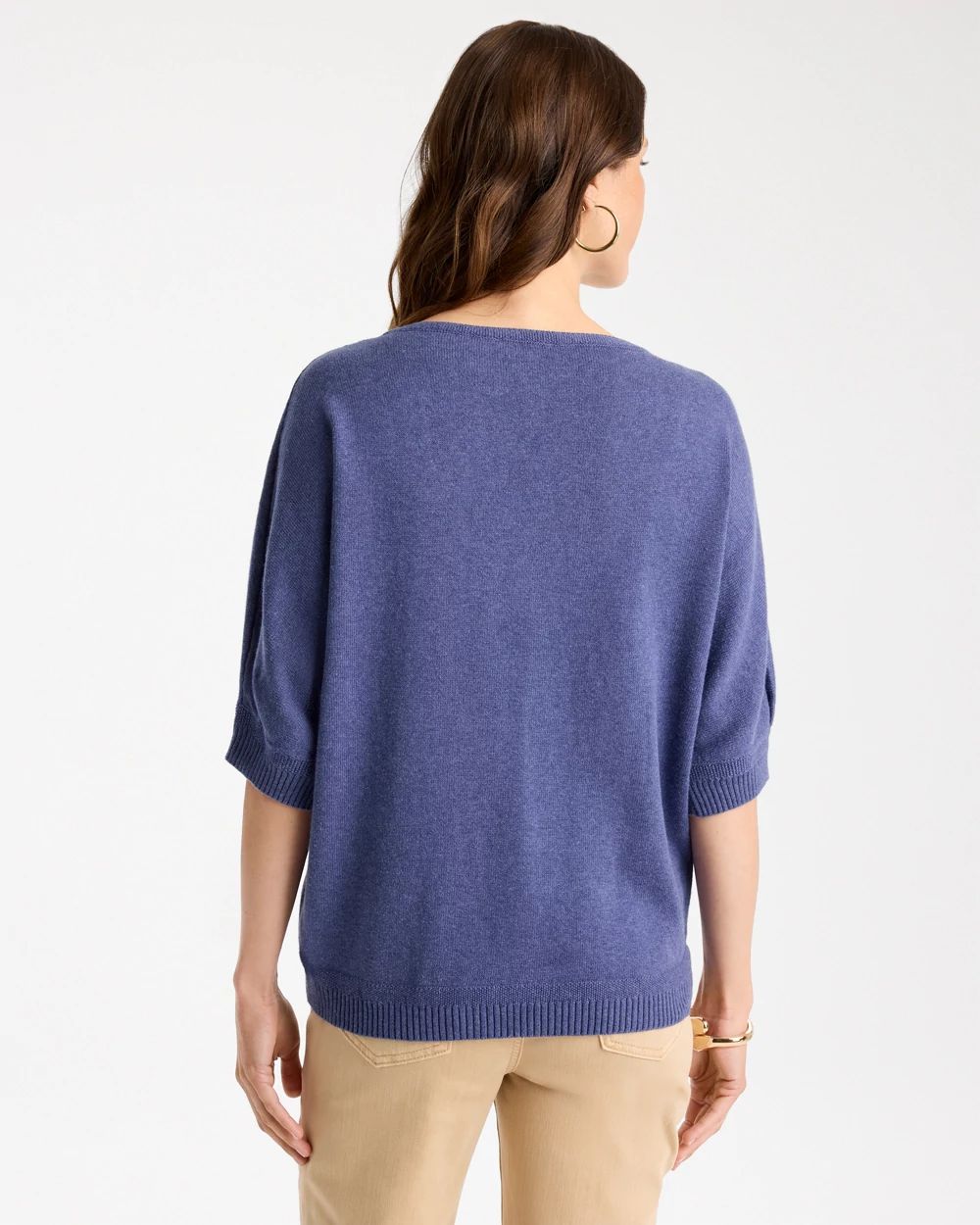 Cotton Embroidered Dolman Sweater click to view larger image.