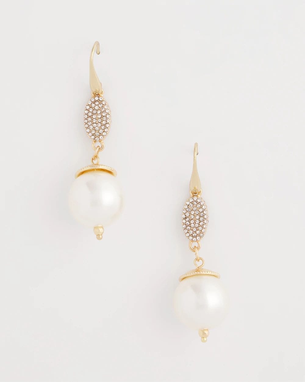 Faux Pearl and Pave Drop Earrings
