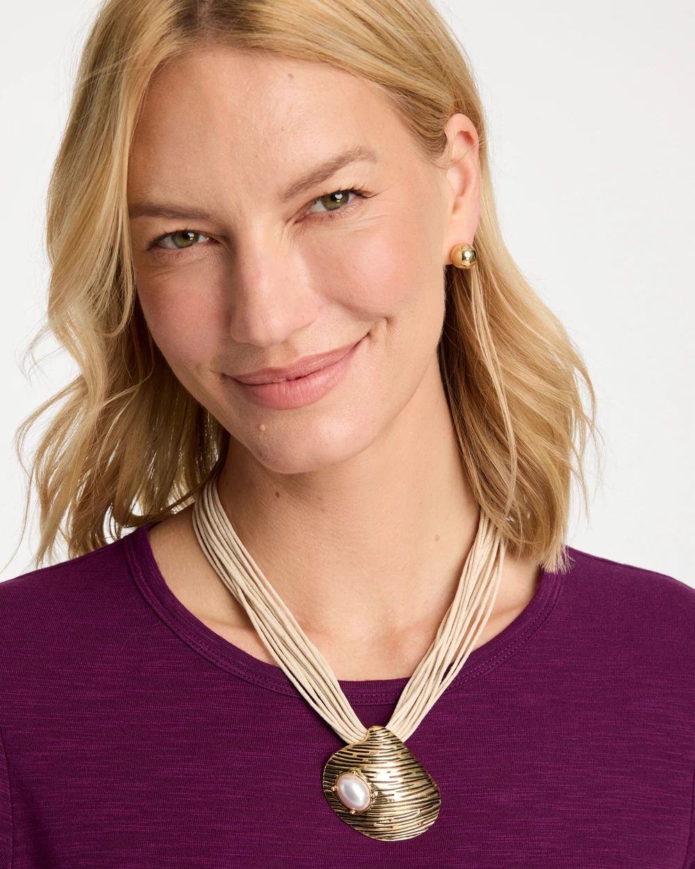 Golden Shell Pendant Necklace click to view larger image.