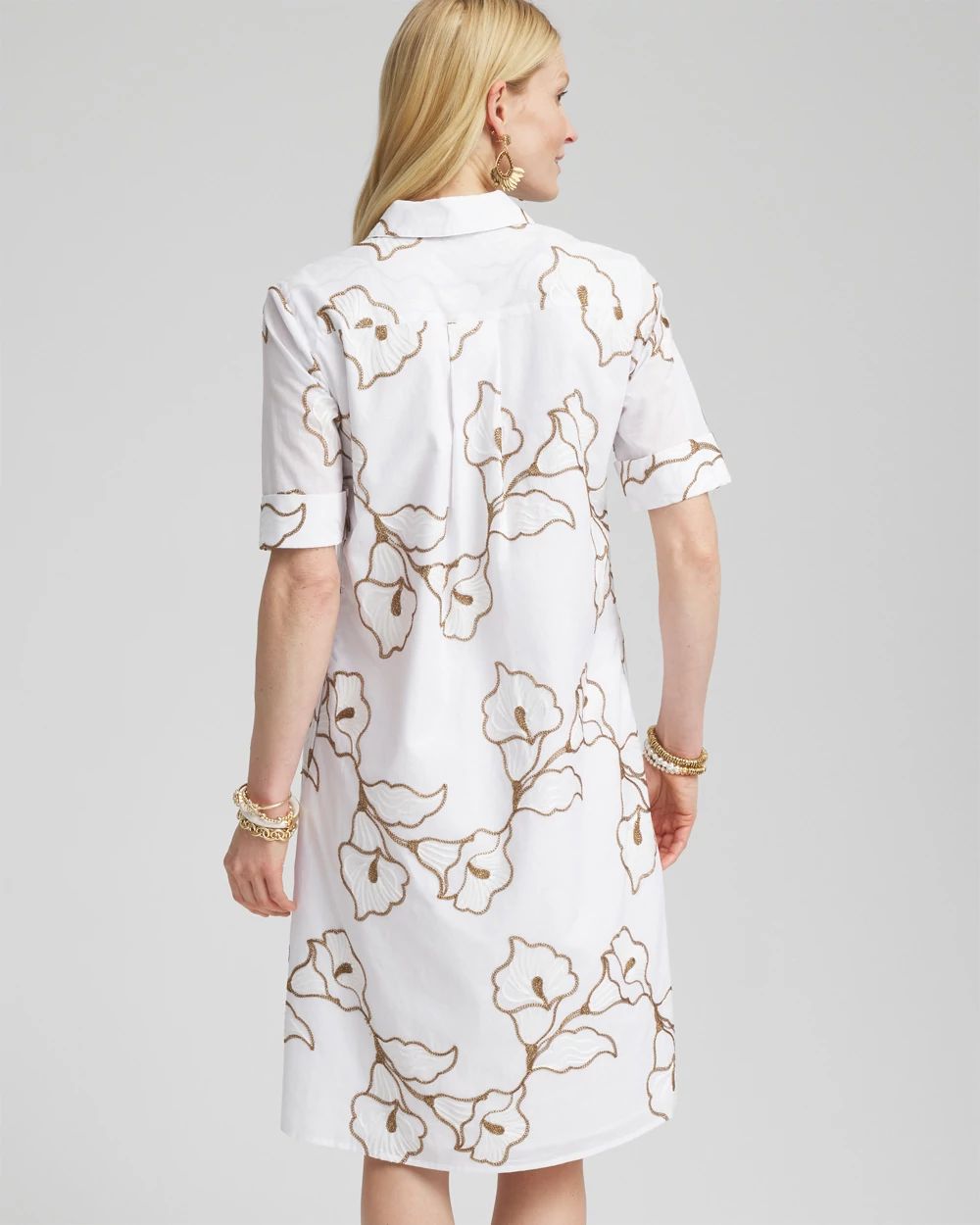 Floral Embroidered Popover Dress