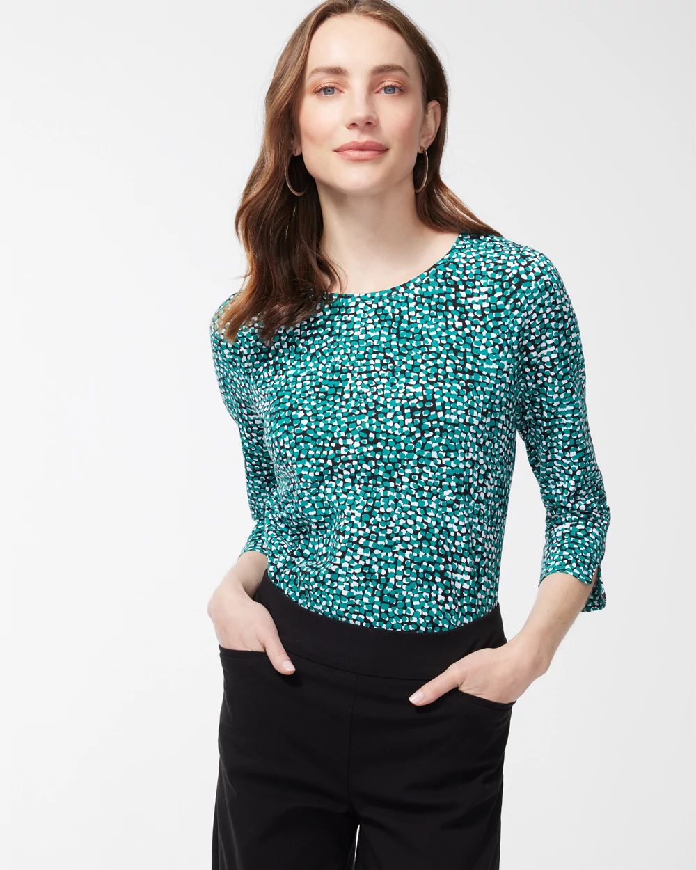 3/4 Sleeve Dot Print Perfect Tee