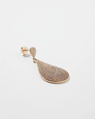 Gold Tone Pavé Teardrop Earrings