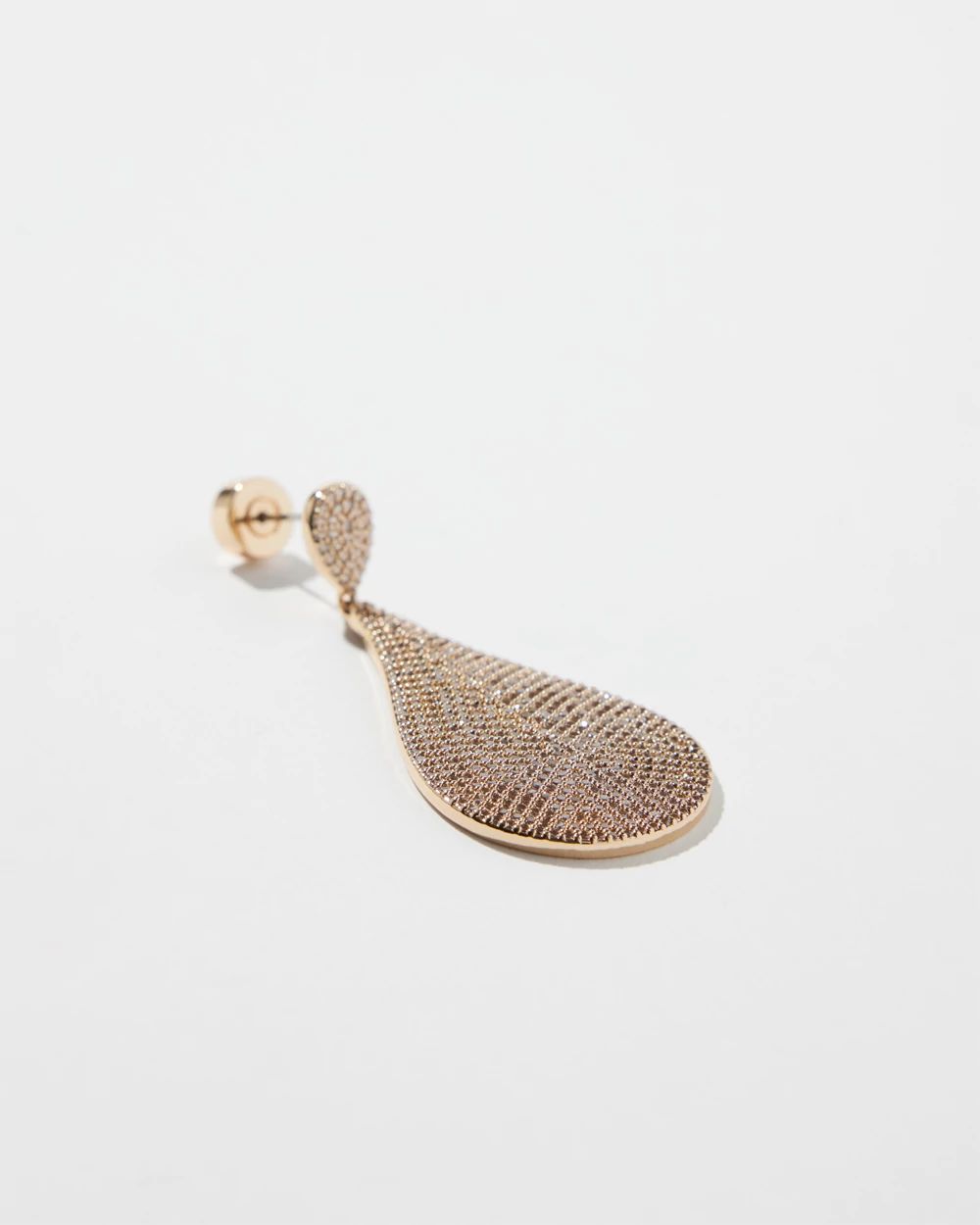 Gold Tone Pavé Teardrop Earrings