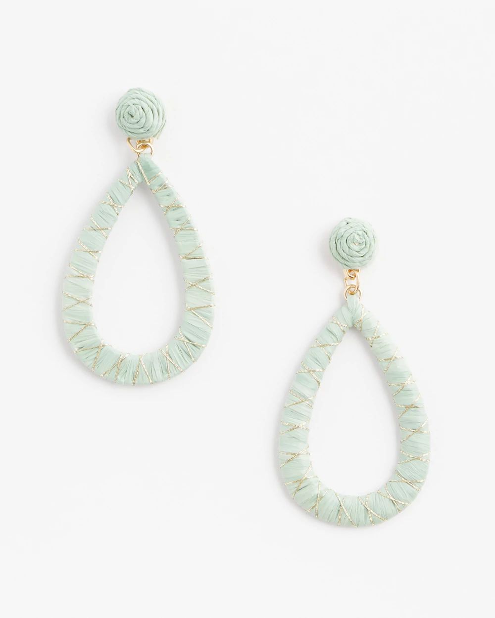 No Droop™ Raffia Teal Teardrop Earrings
