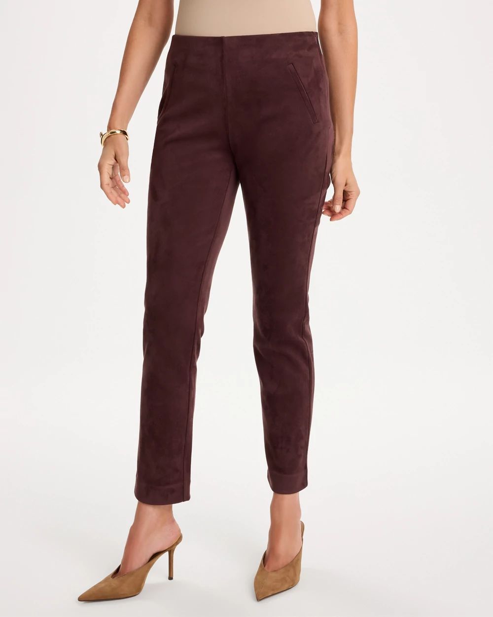 Faux Suede Juliet Slim Ankle Pants click to view larger image.